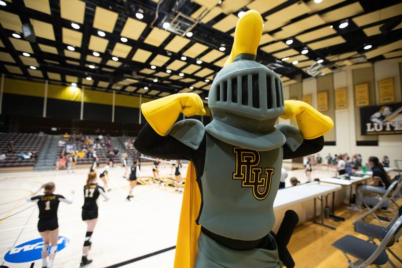 Lancelute at PLU volleyball vs George Fox