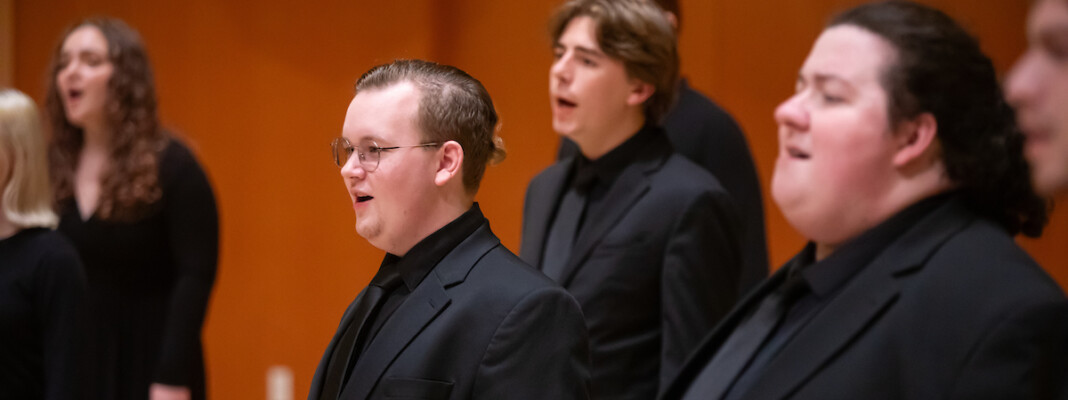 University Chorale performing in Lagerquist Concert Hall