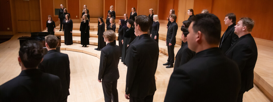 University Chorale performing in Lagerquist Concert Hall