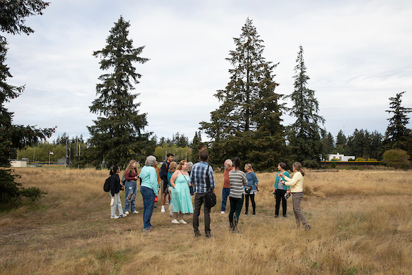 Dr. Michael Behrens leads a Native Plant Walk during the Lutheran Studies Conference, Thursday, Sept. 26, 2024, at PLU. (PLU Photo / Sy Bean)