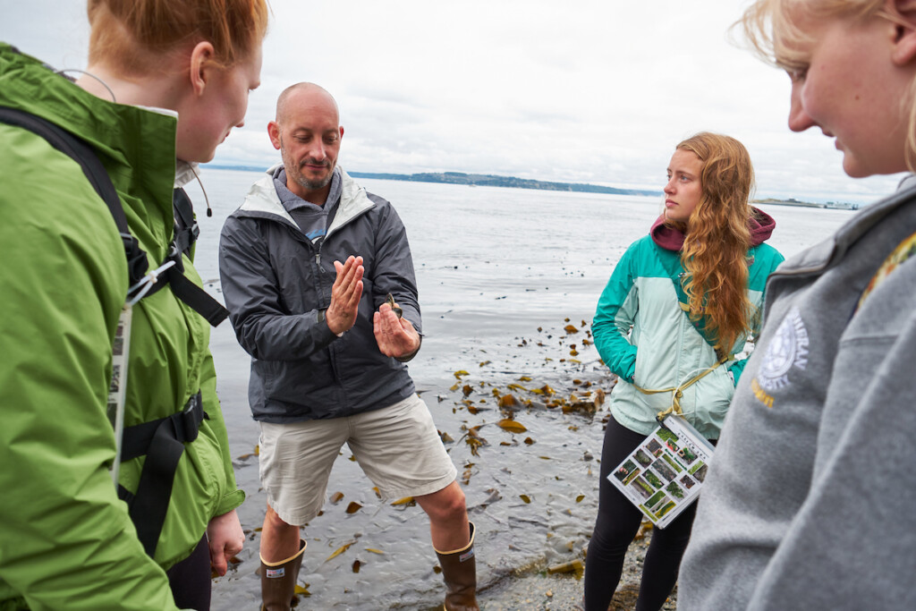 Mike Behrens holds a clam