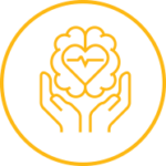 Icon of gold hands holding a brain