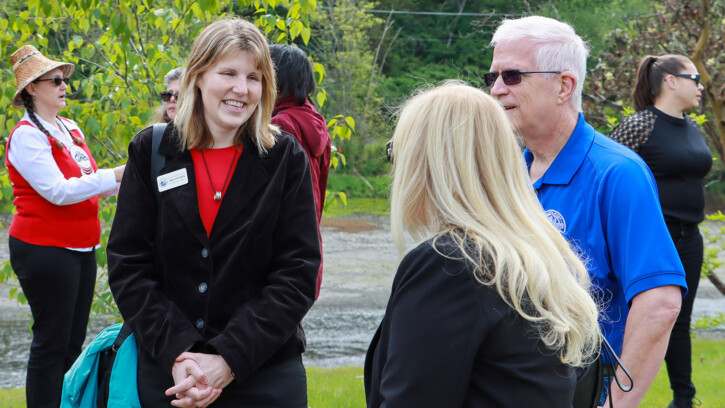 Jani Hitchen ’96 visits with constituents. (Photo courtesy of Pierce County)