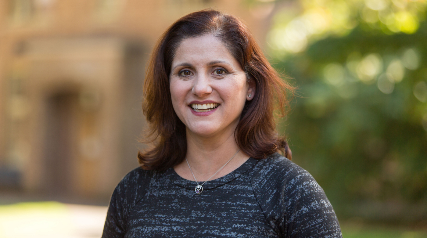 Dr. Maria Chávez smiles for a headshot at PLU on Thursday, Sept. 28, 2017. (Photo: John Froschauer/PLU)