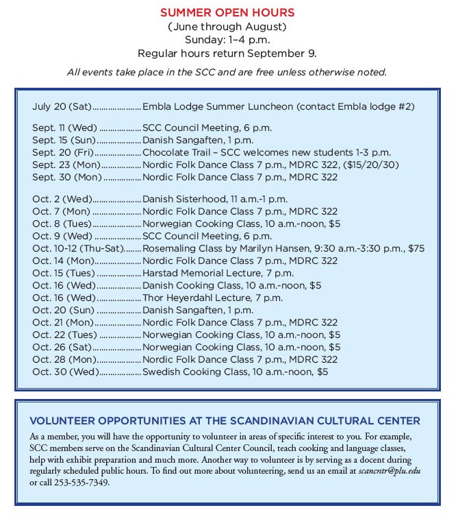 Calendar of SCC Events Scan Center PLU